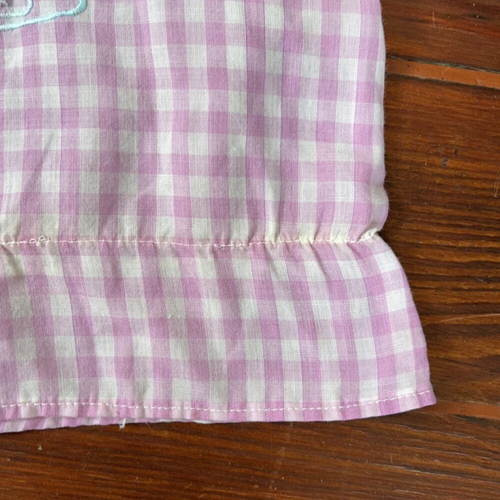 Vintage French Toast gingham swan embroidered sleeve less tank top - Picture 4 of 6